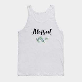 "Blessed" Christian quote with olive brunch illustration Tank Top